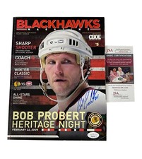 Bob Probert Signed Chicago Blackhawks Magazine Program JSA COA