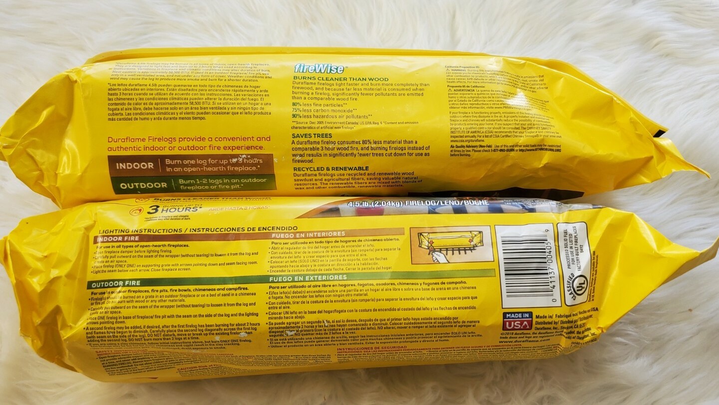 2 pc. Duraflame 4.5lb Firelogs - Each Burn 3 hours! Indoor/Outdoor Use NIP  | eBay