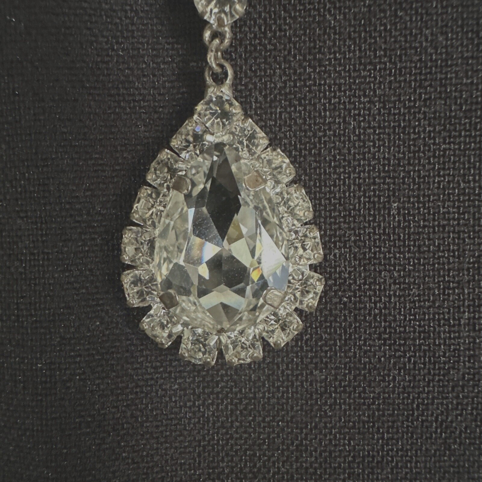 Rhinestone Statement Necklace Adjustable Silver L… - image 4