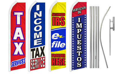 Tax Services Swooper Feather Flutter Flag Pole Kit Tax Filing
