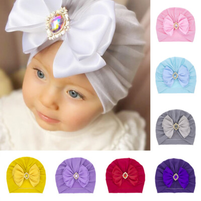 Baby-Mädchen-Bowknot-Indianer-Hut Hautfreundlicher Turban-Cap-Kopfwickel æ