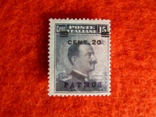 ITALIAN  COL. STATE STAMP PATMOS 20 CENTS  8H  MH