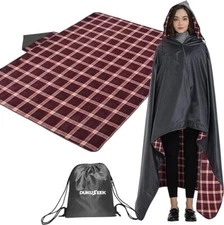 Waterproof Camping Blanket, 79x56'' Outdoor Travel Fleece Stadium Blanket