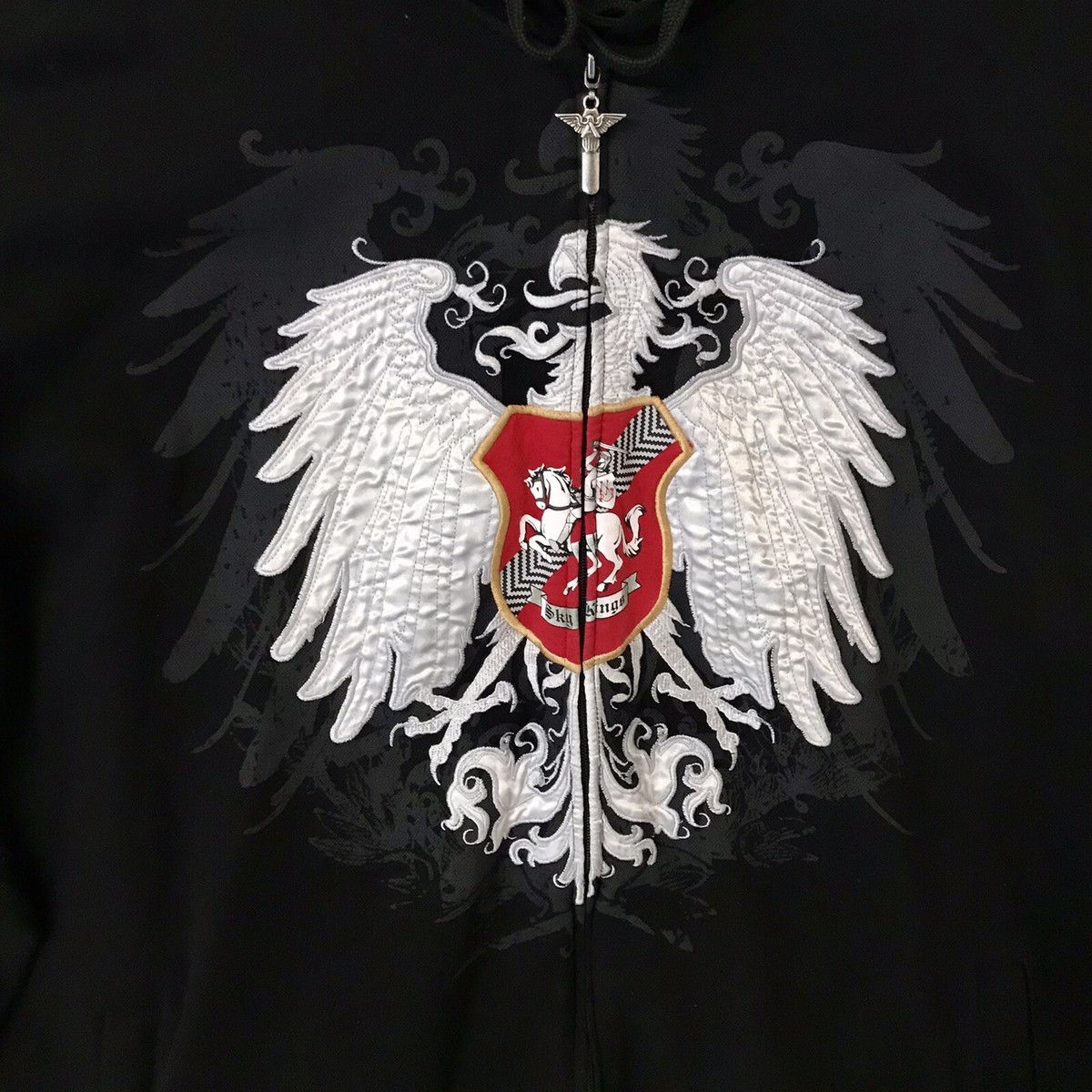 Y2K VTG Avirex Sky Kings Zip Hoodie Jacket Black Embroidered Y2K VTG Avirex Sky Kings Zip Hoodie Jacket Black Embroidered