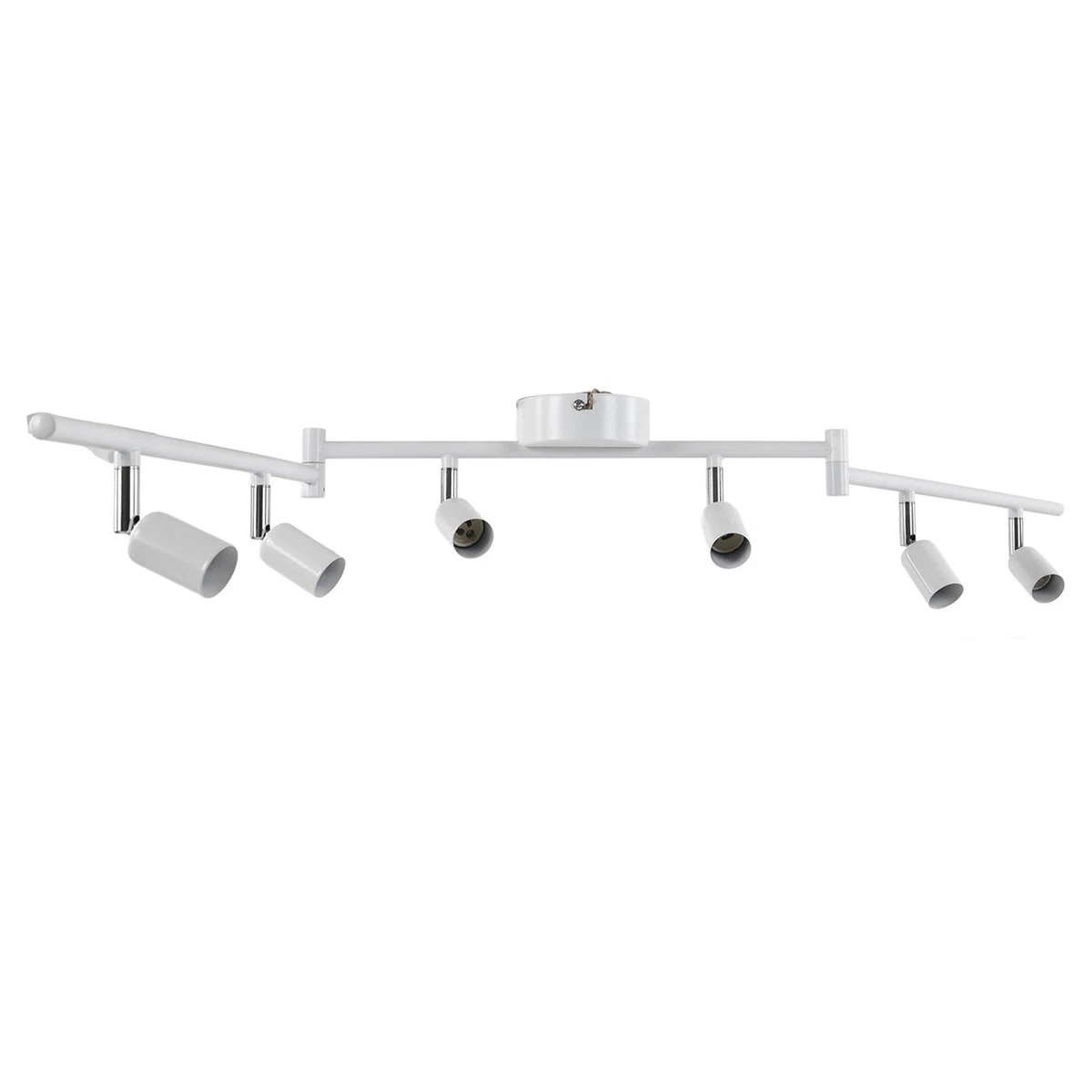 Track Lighting Kit Rotatable Lamp Head 6 Way Ceiling Spotlight GU10 Base