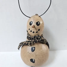 Snowman Gourd Ornament Hand Painted Folk Art Primitive Christmas Decor