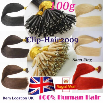 14''-24'' 1g 8A Nano Ring Double Drawn Russian Indian Remy Human Hair Extensions