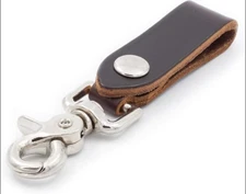 | Full Grain Leather Keychain for Men Made in USA | Whiskey Barrel Brown