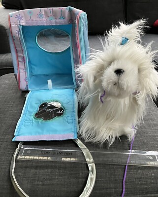Pucci Pups Plüsch Hund weiß mit Tragetasche Stofftier.