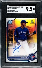 LUIS MEZA 2022 Bowman Chrome CPA-LM Refractor 476/499 Auto SGC 9.5 BLUE JAYS