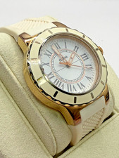 a_line Women's Watch Rose Gold Cream Silicone Strap Roman Numerals Japan Quartz