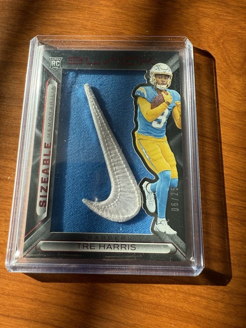 2025 Panini Black RC Trey Harris Nike Swoosh Patch 06/25 FOTL Chargers