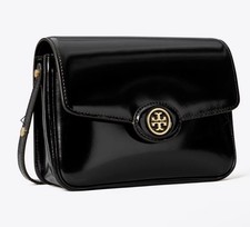 TORY BURCH ROBINSON SPAZZOLATO CONVERTIBLE SHOULDER BAG BLACK 6x8 NWT
