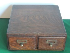 Antique Dovetail Macey Oak 2 Drawer Library Index Card File Box Desk Cabinet