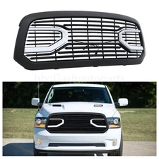 Front Big Horn Style Black Bumper Grille W/Light For 2013-2018 Dodge Ram 1500