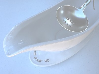Mud Pie Collection Gravy Boat  Oh Good Gravy  And   Gravy Train Spoon 