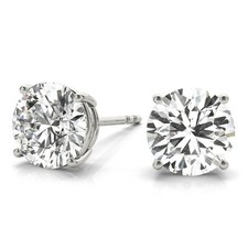 4.00 Carat 14K White Gold Lab Grown Diamond Solitaire Stud Earrings Round Shape