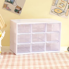 Desktop 9 Grid Storage Boxes Organizer Transparent Small Drawer Partitioned Stud