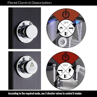 BLACK - ELLO&ALLO Stainless Steel Shower Panel Tower System,LED Shower Head