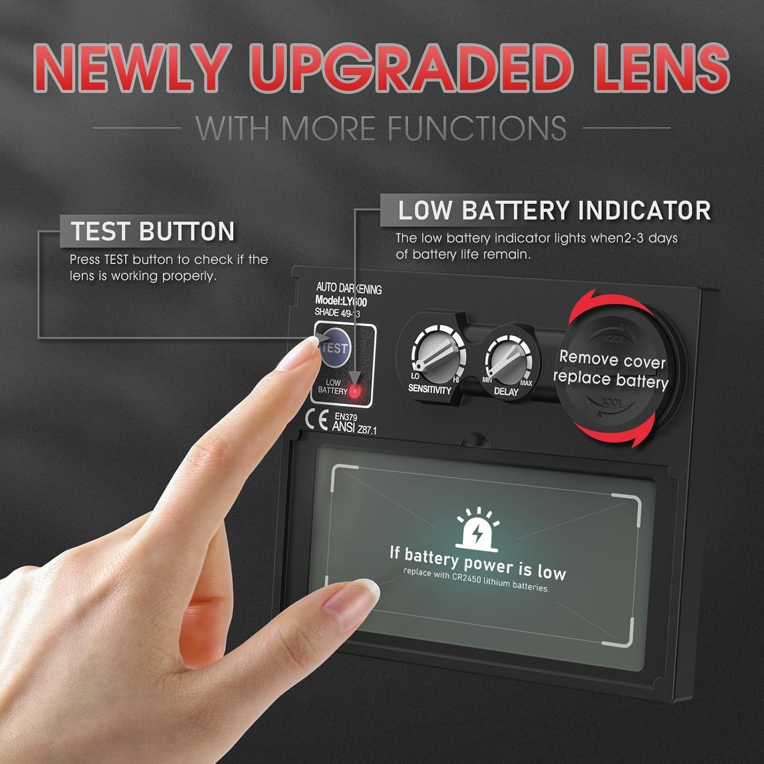 YESWELDER 2 Sensors Auto Darkening Welding Helmet True Color TIG/MIG/ARC/Grind