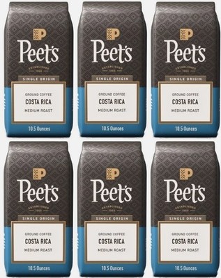 Peet's Coffee Costa Rica Ground Coffee, Medium Roast, 6 Bags - DEC/2026
