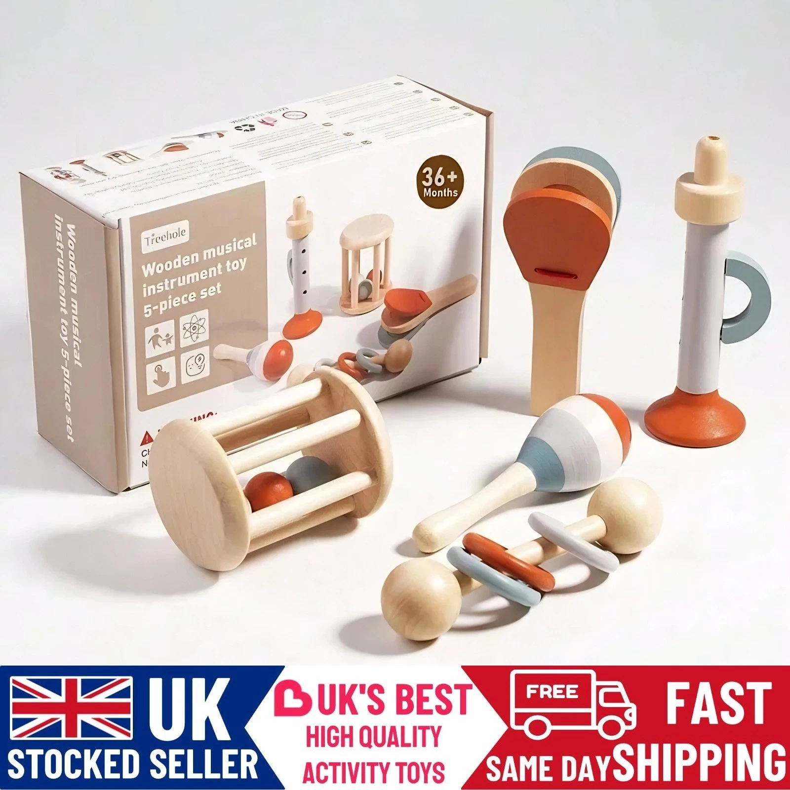 Wooden Teether Baby Musical Toy Sensory Toys Shake Jingle Rattle Toy Gift set
Opens in a new window