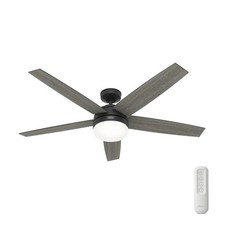 Hunter Fan 60 inch Matte Black Indoor Ceiling Fan with Light and Remote Control