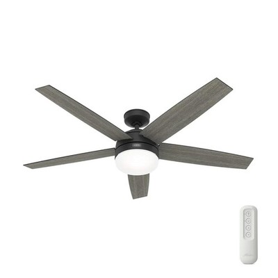 Hunter Fan 60 inch Matte Black Indoor Ceiling Fan with Light and Remote Control