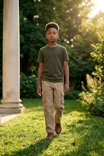 Old Navy Boys Baggy Size 7 Cargo Pants Adjustable Waist Tan Casual School