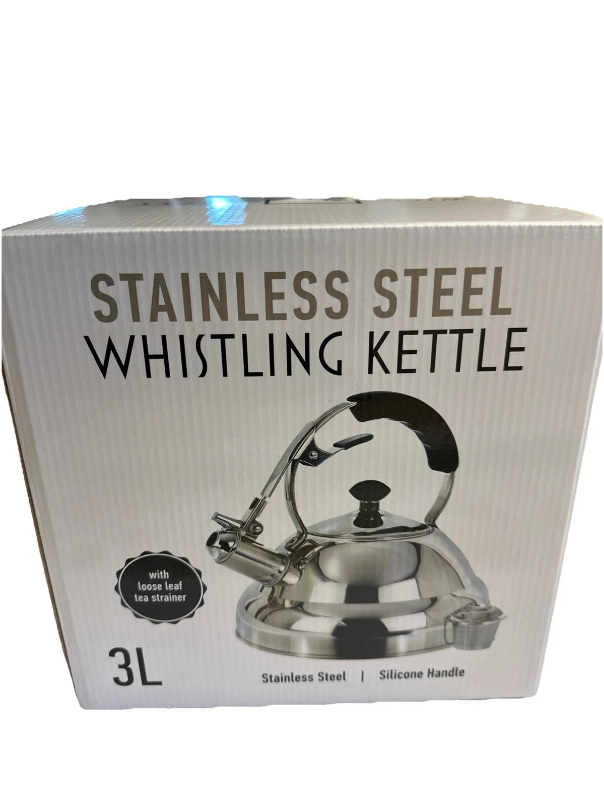 New Willow & Everett Stainless Steel Whistling Kettle 3L Tea Strainer