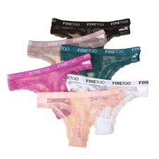 6 Pack Lot Womens Sheer See Through Panties Thongs Lace Underwear Sissy Lingerie
