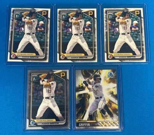2024 Bowman Chrome Konnor Griffin 5 Card Lot 1st Prospect 1 Chrome 3 Paper
