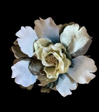 Vintage Millinery Large Black And White Silk Flower Hat Corsage