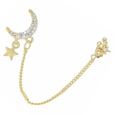  Crochet D'oreille Lune En Strass Boucles D'oreilles Pour Femmes Clip