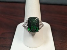 Sterling Silver Imitation Green Stone  CZ Women's Size 8.25 Ring 4.1grams