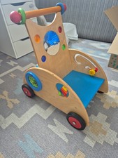 HABA Lauflernwagen aus Holz mit Bremse & Gummireifen Laufwagen Schiebewagen TOP
