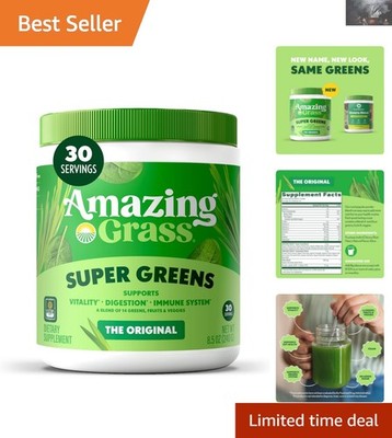 Gluten-Free Super Greens Powder - 30 Servings, Boosts Immunity & Digestion