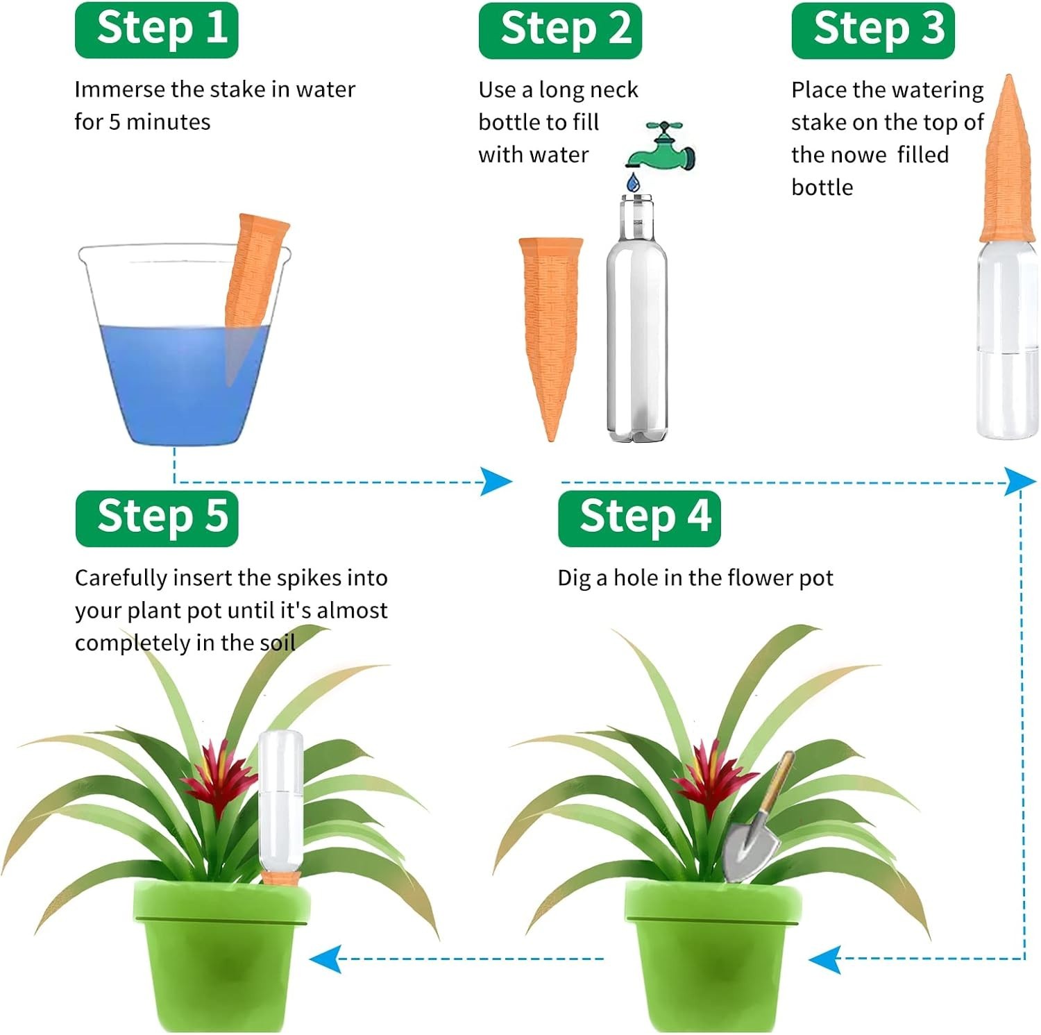 Plant Self Watering Stakes 12 Pack Terracotta Watering Spikes for Indoor Outdoor