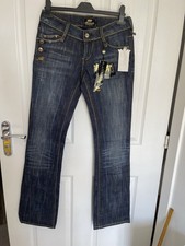 VINTAGE Akademiks Jeans Mens  28x32 Blue Embroidered Loose Bootcut Denim 90s