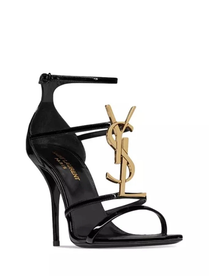 Tacones YSL Saint Laurent charol negro para mujer talla 10,5 EE. UU. 41 1/2 #ysl4 Foto 4 de 4