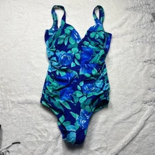 Gabar Women's Swimsuit Sz 14 Bright Floral One Piece Bandeau Beach Lined Stretch