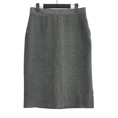 ZARA Flat Front Professional Career Lined Midi Skirt Pockets Zip Up Back 12 Grey
