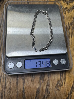 VTG 925 Sterling Silver Maker N/C Oval Link Bracelet 7.5  Length 13.48 Grams