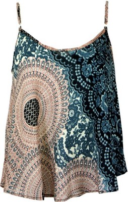 Trägertop, Sommertop, Damentop, Strandtop - beige/blau