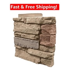Faux Stacked Stone Right Corner Panel 12.5" x 11.25" - Desert Sunrise Elegance