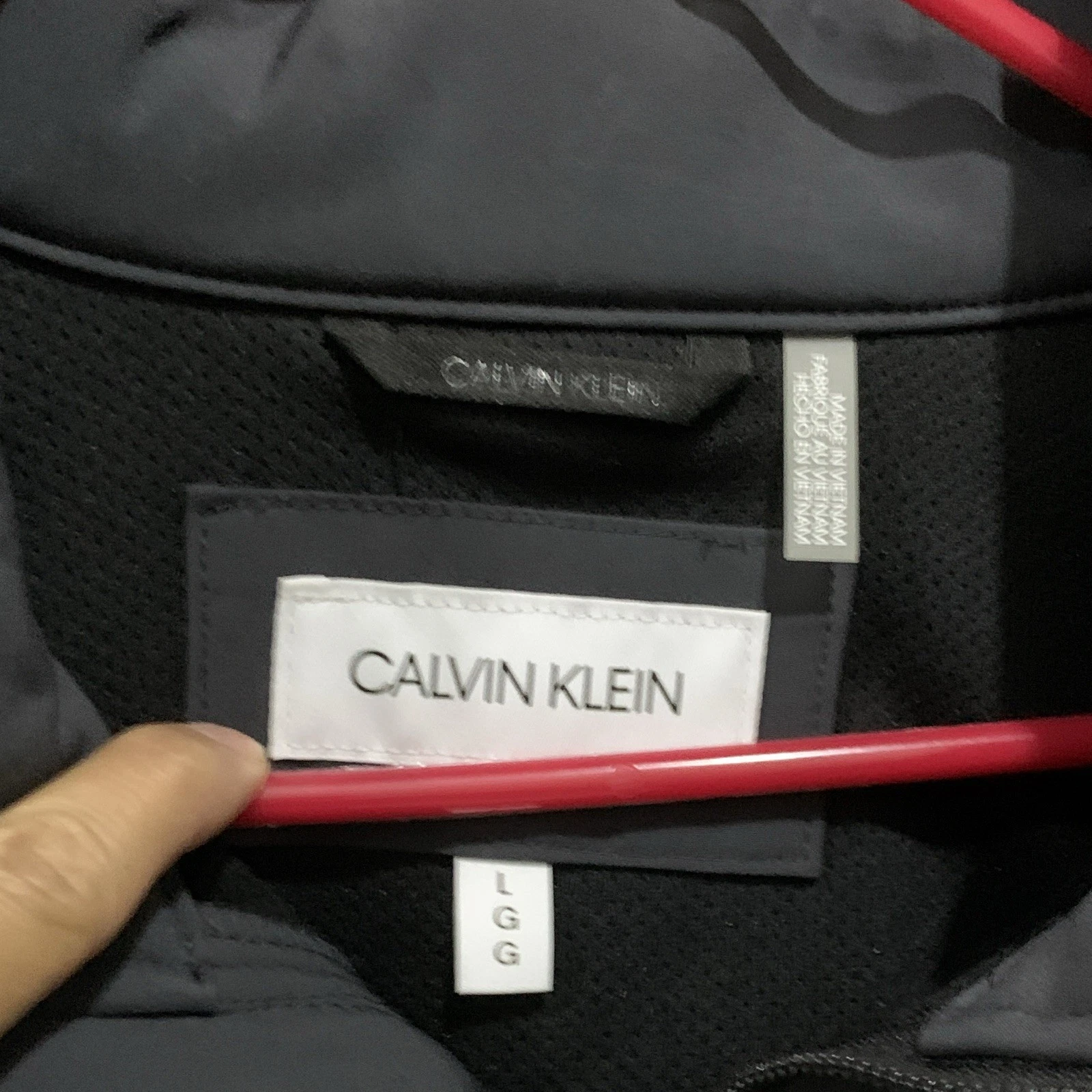 Calvin Klein Men's Black Softshell Jacket L Full Zip Stand-Up Water Resistant image 2