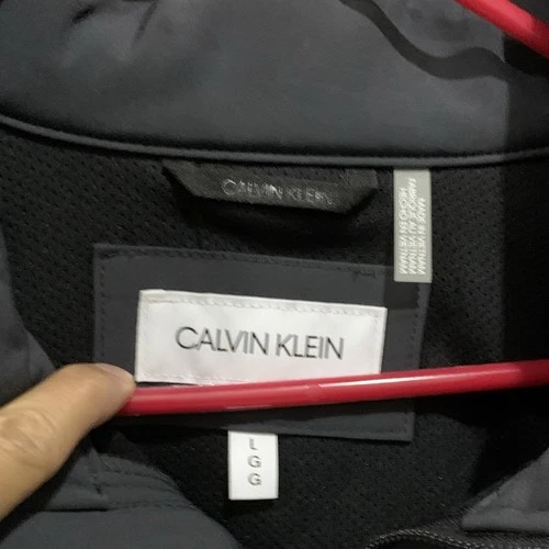 Calvin Klein Men's Black Softshell Jacket L Full Zip Stand-Up Water Resistant image 2