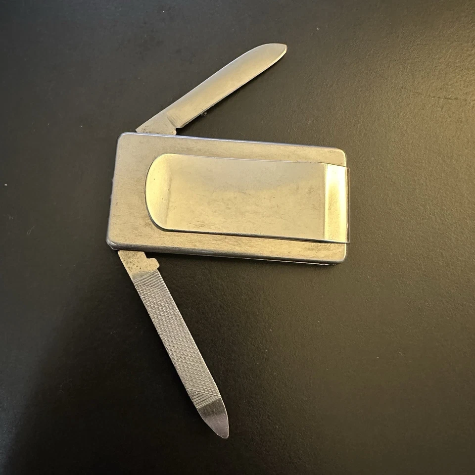 Cuchillo clip dinero vintage ITT THERMOTECH DIVISION lima de uñas Japón acero inoxidable Foto 2 de 4