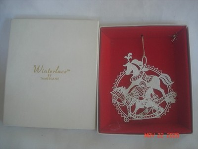 NEW in BOX Vtg. 1980's TAMERLANE WINTERLACE 3-D ROCKING HORSE 15128 ORNAMENT