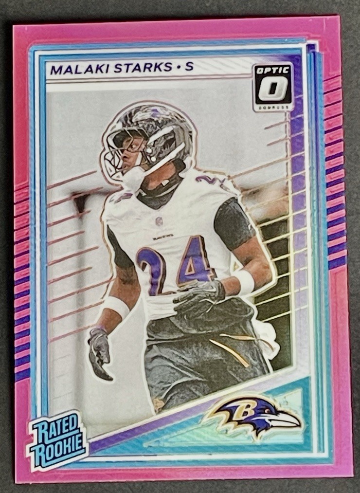 2025 Donruss Malaki Starks Rated Rookie Pink Optic Preview RC #346 Ravens